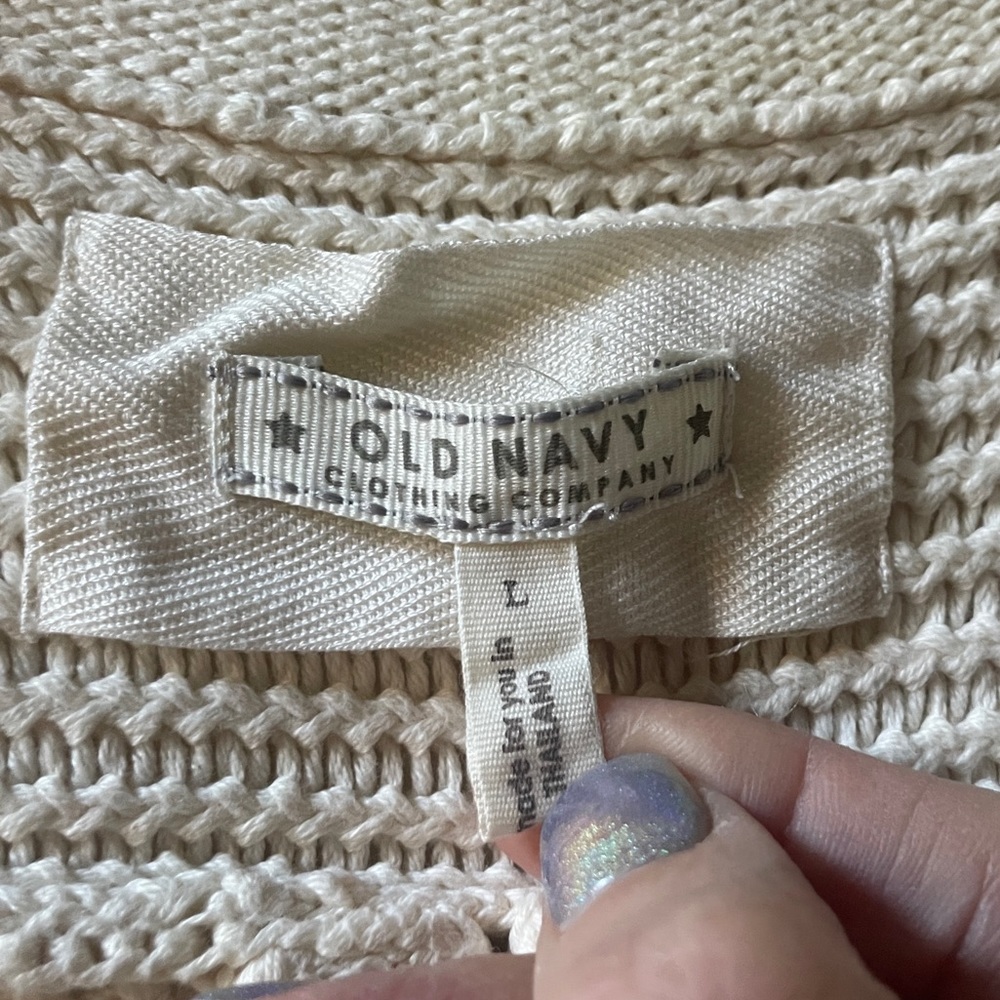 Old Navy Open Front Cardigan Chunky Cable Knit Sweater Size Large (14-16 yo) - Picture 4 of 5